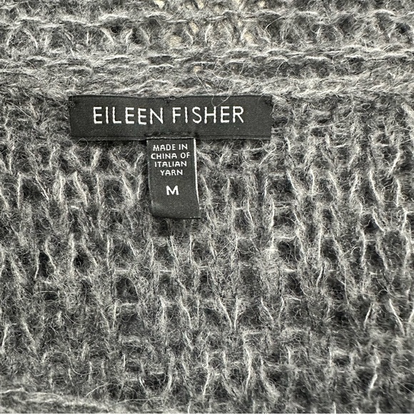 Eileen Fisher Scoopneck Tank Top Gray Open Knit Italian Yarn Medium Luxury EUC - Picture 2 of 7